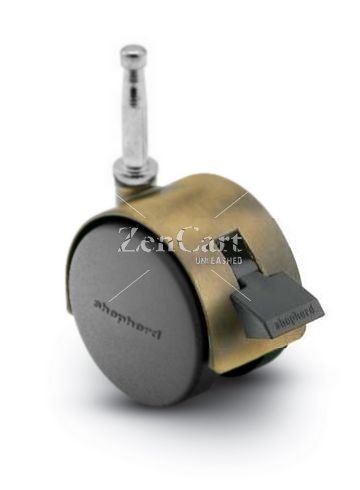(image for) Caster; Twin; Swivel; 2in (50mm); Nylon; Grip Neck; 5/16x1-1/2; Antique; Zinc Body; 75#; Pedal Lock; Wheel; Hood (Item #68086)