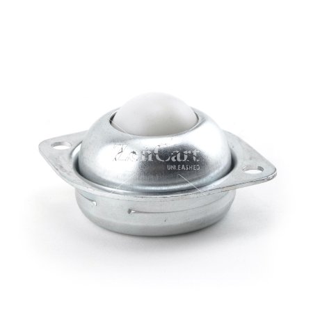 (image for) Ball Transfer; Low Profile; 1" Nylon ball; Flange (2-1/8"x2-3/4": two holes: 2-3/16" apart); Steel housing; 75#; Low 3/4" inch profile (Item #88806)