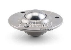 (image for) Ball Transfer; 1-1/4" Stainless Steel Ball; Round (74mm diameter: 3 holes: 2-5/16" apart); Stainless Housing; 275#; Weep Hole(s) (Item #87257)