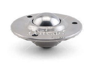 (image for) Ball Transfer; 1-1/4" Stainless Steel Ball; Round (74mm diameter: 3 holes: 2-5/16" apart); Stainless Housing; 275#; Weep Hole(s) (Item #87257)