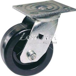 (image for) Caster; Swivel; 5" x 1-1/2"; Polyolefin LD; Plate (4"x4-1/2"; holes: 2-5/8"x3-5/8" slots to 3"x3"; 3/8" bolt); Zinc; Delrin Spanner; 450# (Item #63206)