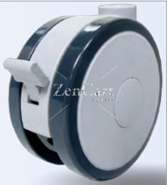 (image for) Caster; Twin; Swivel; 3" (75mm); Gray/ Gray Polyurethane; Plate; 2-5/8"x3-3/4"; holes: 1-3/4"x2-3/4" (slotted to 3"); 5/16" bolt; Rivet; 175#; Brake (Item #62896)