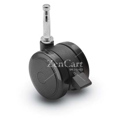 (image for) Caster; Twin; Swivel; 2" (50mm); Thermoplastized Rubber (Black); Grip Neck; 5/16x1-1/2; Black; Rivet; 75#; Pedal Lock; Wheel (Item #68049)