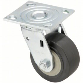 (image for) Caster; Swivel; 4" x 2"; Polyurethane (One piece solid); Plate (4"x4-1/2"; holes: 2-5/8"x3-5/8" slotted to 3"x3"; 3/8" bolt); Roller Brng; 700#; Position Lock (Item #67522)