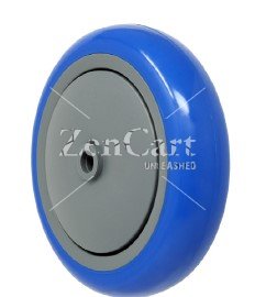 (image for) Wheel; 4"x 1-1/4"; PolyU on PolyO (Blue); Precision Ball Brng; 3/8" Bore; 1-5/8" Hub Length; 300#; Thread Guards (Item #89123)