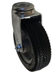 Caster; Swivel; 6" x 2"; Foam-Filled Flat Free Tire (Black); Hollow Kingpin (1/2" bolt hole); Zinc; Prec Ball Brng; 275#; Sawtooth Tread; Premium One-Piece Hub (Item #65102)