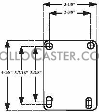 (image for) Caster; Swivel; 3" x 1-1/4"; Sintered Iron; Plate (3-1/8"x4-1/8"; holes: 2-3/8"x3-3/8" slotted to 3-7/16"; 5/16" bolt); Zinc; Plain bore; 225# (Item #63441)