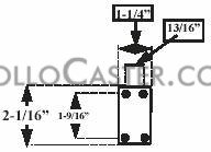 (image for) Caster; Swivel; 2" x 13/16"; Thermoplastized Rubber (Gray); Plate (1-1/4" x 2-1/16"; holes: 13/16" x 1-9/16"; 3/16" bolt); Zinc; Plain bore; 80#; Brake (Item #63826)