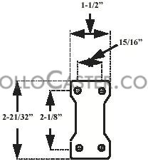 (image for) Caster; Swivel; 2" x 13/16"; Thermoplastized Rubber (Gray); Plate (1-1/2"x2-5/8"; holes: 15/16"x2-1/8"; 1/4" bolt); Zinc; Plain bore; 80# (Item #67199)