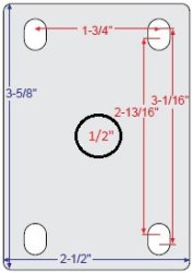 (image for) Caster; Dual Wheel; Swivel; 3"x2"; TPR Rubber (Gray); HK Plate (2-1/2"x3-5/8": holes: 1-3/4x2-13/16 slots to 3-1/16; 5/16 bolt); Zinc; Prec BB; Total Pedal Lock (Item #67053)