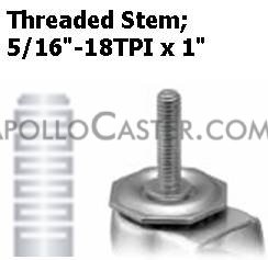 (image for) Caster; Swivel; 3" x 1"; Gray Soft Rubber Wheel; Threaded Stem (5/16"-18TPI x 1"); White; Precision Ball Brng; 110#; Pedal Brake; Thread guards (Item #65448)