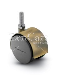 (image for) Caster; Twin; Swivel; 2" (50mm); Nylon; Threaded Stem; 3/8"-16TPI x 3/4"; Antique; Steel Axle; 75#; Hood (Item #68367)