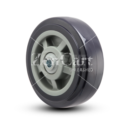 (image for) Caster; Swivel; 6" x 2"; Blue PolyU on PolyO; Hollow Kingpin (1/2" bolt hole); Zinc; Prec Ball Brng; 400# (Item #63026)