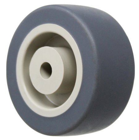 (image for) Caster; Swivel; 3-1/2" x 1-1/4"; Thermoplastized Rubber (Gray); Plate (2-1/2"x3-5/8"; holes: 1-3/4"x2-7/8" slots to 3"; 5/16" bolt); Stainless; 300#; Total Lock (Item #64385)