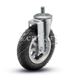 (image for) Caster; Swivel; 6" x 1-1/4"; Flat Free (Black); Threaded Stem (1/2"-13TPI x 1"); Zinc; Ball Brng; 150# (Item #65284)