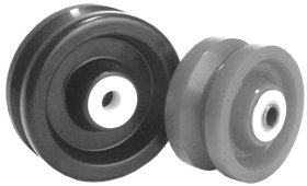 (image for) Wheel; 5 x 2; V Groove (7/8) Polyurethane; Plain bore; 1-3/16 Bore; 2-3/16 Hub Length; 400# (Item #89142)