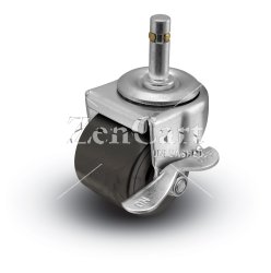 (image for) Caster; Swivel; 2" x 1-13/16"; Polyolefin; Grip Ring (7/16" x 1-7/16"); Zinc; Plain bore; 300#; Side friction brake (Item #66322)