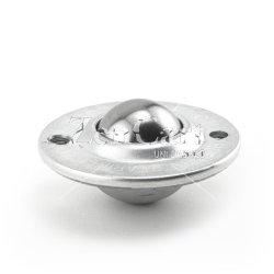 (image for) Ball Transfer; Low Profile; 1" Stainless Steel ball; Round Flange (2-1/4" diameter: two holes: 1-3/4" inch apart); Carbon Steel housing; 75#; 5/8" inch profile (Item #89099)