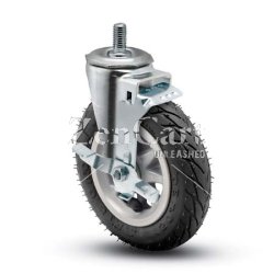(image for) Caster; Swivel; 6 x 1-1/4; Flat Free (No Air!); Black; Threaded Stem; 1/2-13TPI x 1-1/2; Zinc; Ball Brng; 150#; Brake (Item #67694)
