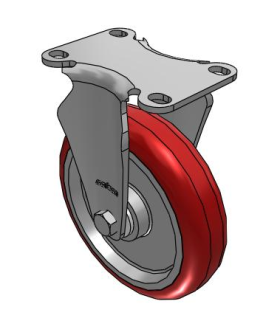 (image for) Caster; Rigid; 5" x 1-1/4"; PolyU on PolyO (Maroon/ Gray); Plate (2-1/2"x3-5/8": holes: 1-3/4"x2-13/16" (slot to 3-1/16"); 5/16" bolt); Stainless; Delrin; 300# (Item #63862)