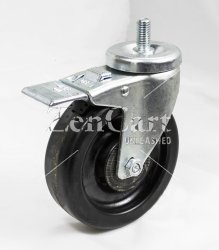 (image for) Caster; Swivel; 3" x 1-1/4"; Conductive Rubber (Dark); Threaded Stem (1/2"-13TPI x 1"); Zinc; Ball Brng; 250#; Total Lock (Trailing) (Item #64117)