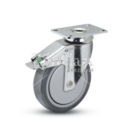 (image for) Caster; Swivel; 3" x 1-1/4"; Anti-Microbial TPR; Plate (2-1/2"x3-5/8"); Stainless Steel; Precision Ball Brng; 165#; Thread guards; Total Lock (Item #64496)