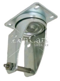 (image for) Yoke Axle & Nut; Swivel; 6" x 2"; Top Plate (2-1/2"x3-5/8"; holes: 1-3/4"x2-7/8" slotted to 3"; 5/16" bolt); Zinc; 1/2" Bore; 375# (Item #88932)