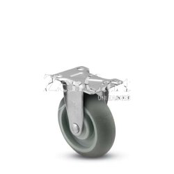 (image for) Caster; Rigid; 4" x 1-1/4"; TPR Donut; Plate (2-5/8"x3-3/4"; holes: 1-3/4"x2-3/4" slotted to 3"; 5/16" bolt); Zinc; Precision Ball Brng; 250# (Item #63692)