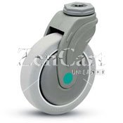 (image for) Caster; Swivel; 4 x 1-1/4; Anti-Microbial TPR (Gray); Hollow Kingpin (1/2 bolt); Nylon; Precision Ball Brng; 275#; Thread guards (Item #66748)