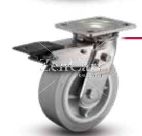 (image for) Yoke; Swivel; 6" x 2"; Plate (4"x4-1/2"; holes: 2-5/8"x3-5/8" slots to 3"x3"; 3/8" bolt); Stainless; 1/2" Bore; 2-7/16" Hub Length; Total Lock; 3-yr Warranty (Item #87443)