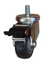 Caster; Swivel; 3" x 1-1/4"; PolyU on PolyO (Blue); Stem (1/2"-13TPI x 1-1/2"); Prec Ball Bearings; 250#; Dust Cover; Pedal Wheel Brake (Item #64651)