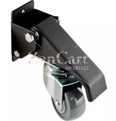 (image for) Caster; Swivel; 2" x 1-1/8"; PolyU on PolyO (Gray); Retractable Bracket; 2"x3-1/2"; 2 Holes 2-3/4" Apart; 1/4" bolt; 7" pedal; Black; Precision Ball Brng; 100# (Item #64493)