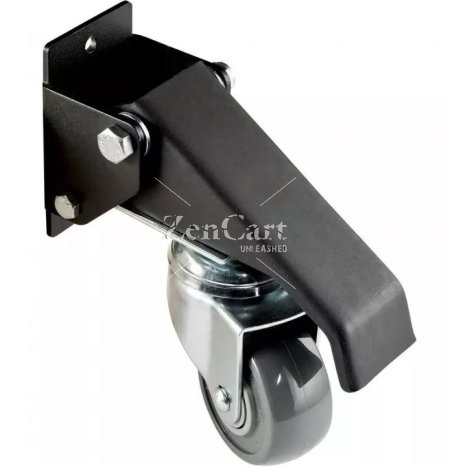 (image for) Caster; Swivel; 2" x 1-1/8"; PolyU on PolyO (Gray); Retractable Bracket; 2"x3-1/2"; 2 Holes 2-3/4" Apart; 1/4" bolt; 7" pedal; Black; Precision Ball Brng; 100# (Item #64493)