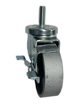 Caster; Swivel; 3" x 1-1/4"; Cast Iron; Threaded Stem (1/2"-13TPI x 1-1/2"); Zinc; Plain bore; 350#; Dust Cover (Mtl); Tread brake (Item #64301)