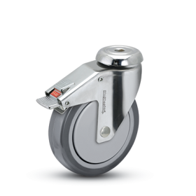 Caster; Swivel; 3" x 1-1/4"; Conductive Rubber (gray); Hollow Kingpin (1/2"); Chrome Rig; Precision Ball Brng; 190#; Total Lock; ESD; Thread guards (Item #64361)