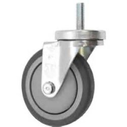 Caster; Swivel; 4" x 1-1/4"; PolyU on PolyO (Gr/Bg); Threaded Stem (5/8"-11TPI x4"); Zinc; Ball Bearing (Single); 275#; Tread Brake (Item #65889)