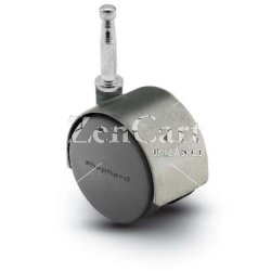 (image for) Caster; Twin; Swivel; 2in (50mm); Nylon; Grip Neck; 5/16x1-1/2; Satin Chrome; Zinc Body; 75#; Hood (Item #68090)
