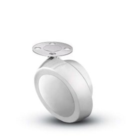 Caster; Ball; Swivel; 1-1/2; Metal/ Zinc; Plate (1-1/16 Round; holes 3/4" x 3/4"; 1/8 bolt); Bright Chrome; 40# (DISCONTINUED. LIMITED QTY REMAINING) (Item #68535)