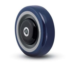 (image for) Caster; Swivel; 5" x 1-1/4"; PolyU on PolyO (Blue); Expandable Adapter (1-1/2" - 1-9/16" ID tubing); Precision Ball Brng; 300#; Bearing Cover; Brake (Item #63392)