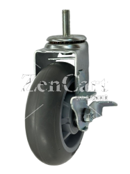 (image for) Caster; Swivel; 6" x 2"; ThermoPlastic Rubber Donut (Gray); Threaded Stem (1/2"-13TPI x 1-1/2"); Zinc; Roller Brng; 375#; Wheel Brake (Item #63512)