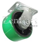 (image for) Caster; Swivel; 10 x 3; PolyU on Cast Iron (Gr/Bk); Top Plate (6-1/4x7-1/2: holes: 4-1/8x6 slotted to 4-1/2x6-1/8; 1/2 bolt); Roller Brng; 3000#; Kingpinless (Item #66596)