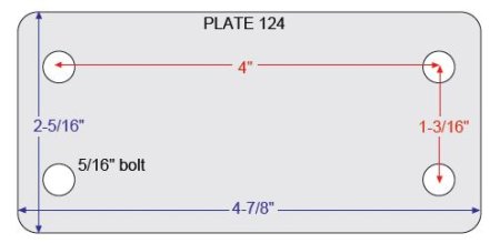 (image for) Caster; Rigid; 3" x 1-1/4"; Sintered Iron; Plate (2-1/4" x 5-1/8": holes: 1-3/16" x 4"; 5/16" bolt); Zinc; Plain bore; 225# (Item #63444)