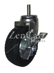 (image for) Caster; Swivel; 6" x 2"; Flat Free (Black); Threaded Stem (1/2-13TPI x 1-1/2); Zinc; Ball Brng; 150#; Tread brake; Temp Sensitive (See premium model 65421) (Item #66825)