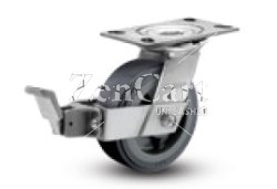 (image for) Caster; Swivel; 6" x 3"; Phenolic; Plate (5-1/4"x7-1/4"); Zinc; Tapered Rlr Brng; 2000#; Position Lock; Face Contact Brake (Item #63593)