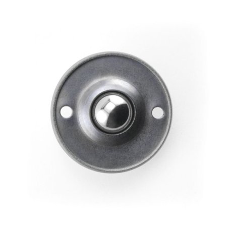 (image for) Ball Transfer; Low Profile; 5/8" Steel ball; Flange (1-11/16" diameter; two 1/8" holes: 1-1/4" apart); Carbon Steel flange; 20#; 3/8" profile (Item #88815)