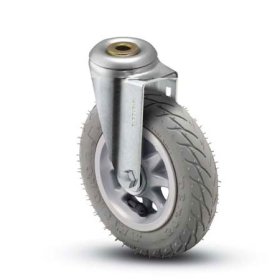 (image for) Caster; Swivel; 6" x 1-1/4"; Flat Free (Grey); Hollow Kingpin (1/2" bolt hole); Zinc; Ball Brng; 150# (Item #66178)
