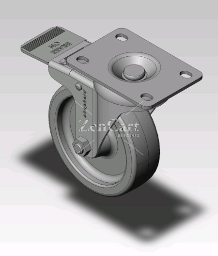(image for) Caster; Swivel; 4 x 1-1/4; Polyolefin; Top Plate (2-5/8x3-3/4; holes: 1-3/4x2-3/4 slotted to 3; 5/16 bolt); Zinc; Plain bore; 275#; Total Lock (Item #66608)