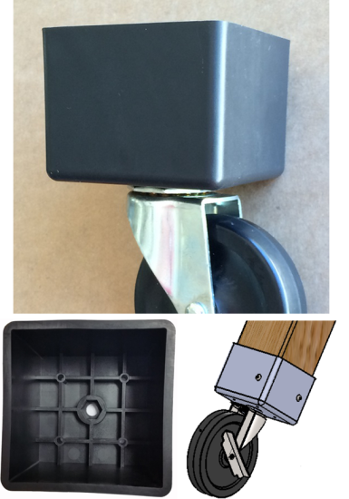 Workbench Bracket; Fits 4\"x4\" Post, Works with any 3/8\" Threaded Stem Caster. Adds 5/8\" height. Easy to install. 3\" exterior height; 2-3/8\" interior depth. (Item #88387)