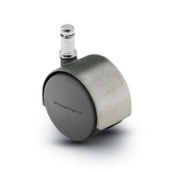 Caster; Twin; Swivel; 2-3/8 (60mm); Polyurethane; Grip Ring; 7/16x7/8; Satin Chrome; Zinc Body; 100#; Hood (Item #68157)