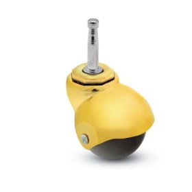 Caster; Spher; Swivel; 1-5/8"; Rubber; Soft; Grip Neck; 5/16"x1-1/2"; Bright Brass; Plain bore; 70# (Item #69067)